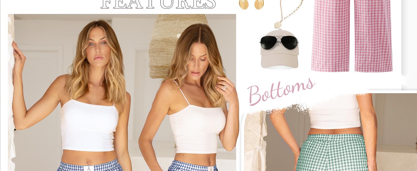 ANRABESS Womens Striped Gingham Pants 2025 Pajama Lounge Boxer Pants Cute Comfy PJ Bottoms with Pockets Fall Y2K Outfits