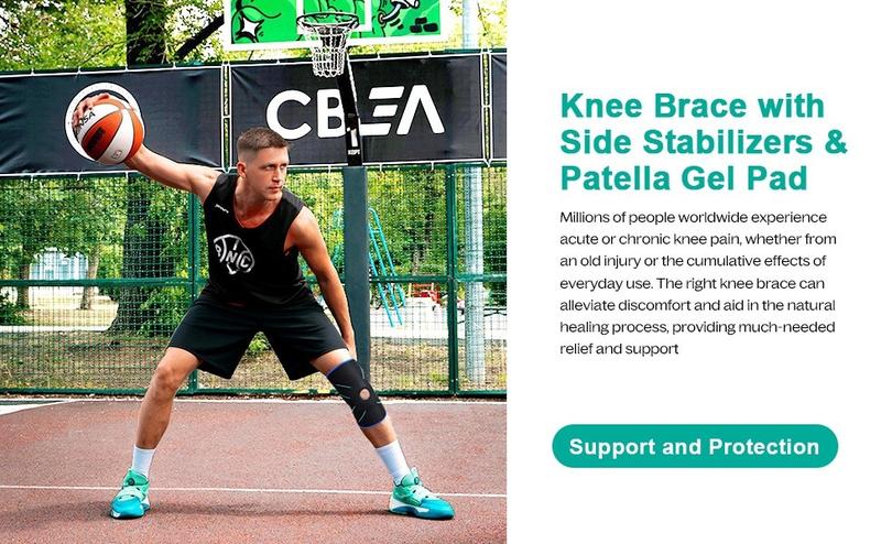 Enhanced Knee Support Capable of 60 Pounds Adjustable Knee Brace for Running, Gym & Daily Training，2 Built-in Metal Stabilizers Inside