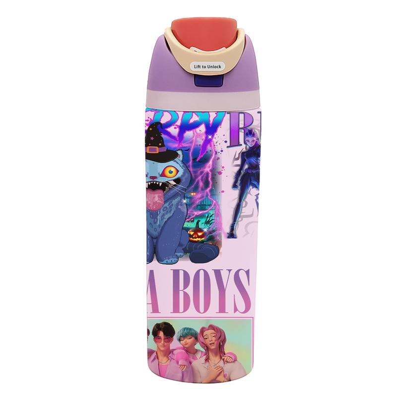 AuraCup 1pc 19/24/32oz Stainless Steel Tumbler with Lid and Straw, KPop Demon Hunters x Gen-Z Cat Vibe, Hot 12H / Cold 24H, Holiday Tumbler for Halloween Christmas, Spooky Cat Demon Hunter Travel Cup — Perfect Gift, Thank Perfect Gift, Valentine’s Day, Ca