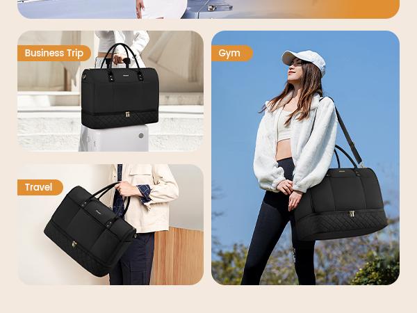 【Valentine's Day Gift】LOVEVOOK Hanging Suitcase Suit Bag for Women with Shoe Compartment and Toiletry Pouch, Convertible 2 in 1 Garment Bag, Waterproof Weekender Bag with Toiletry Bag, Carry On Travel Duffel Bag for Business Trip, Wedding