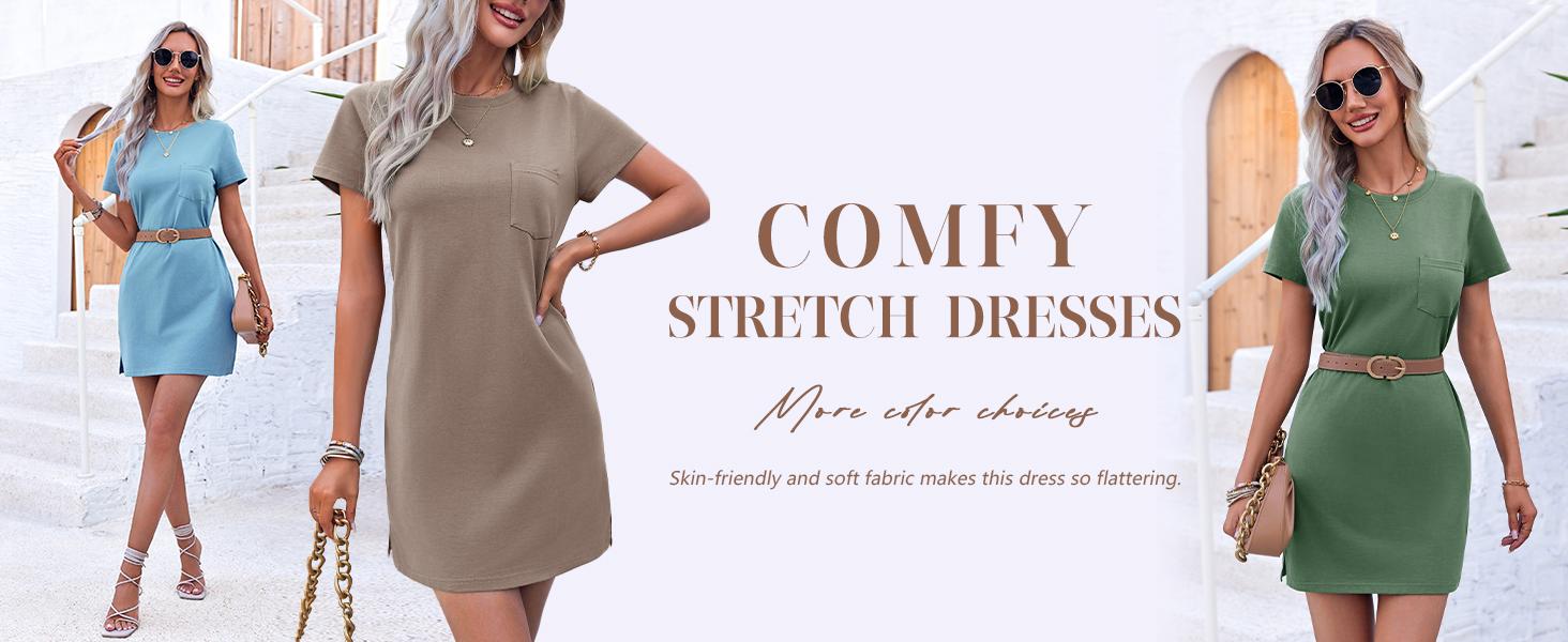 Imily Bela Women T Shirt Dress Summer Fashion Mini Dress Crew Neck Short Sleeve Dress Solid Color Casual Dress with Pocket Imily Bela Women T Shirt Dress Summer Fashion Mini Dress Crew Neck Short Sleeve Dress Solid Color Casual Dress with Pocket
