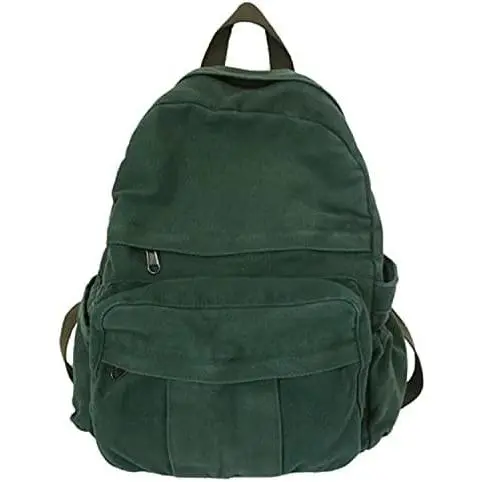 Boho Canvas Backpack for School  College Backpack Women Fairy Grunge Aesthetic Hippie Y2K Backpack (Green)