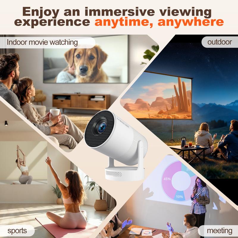 [US warehouse] Magcubic HY300Ultra Portable Projector Electronic Focus 0.8:1 Short Throw Ratio 4K Videosource Supported  Native 1280 * 720P 300ANSI Built-in HIFI Speaker Dual Band WIFI6 Android 11 BT5.4 180°Flexible Rotating Smart Mini Home Theater Cinema
