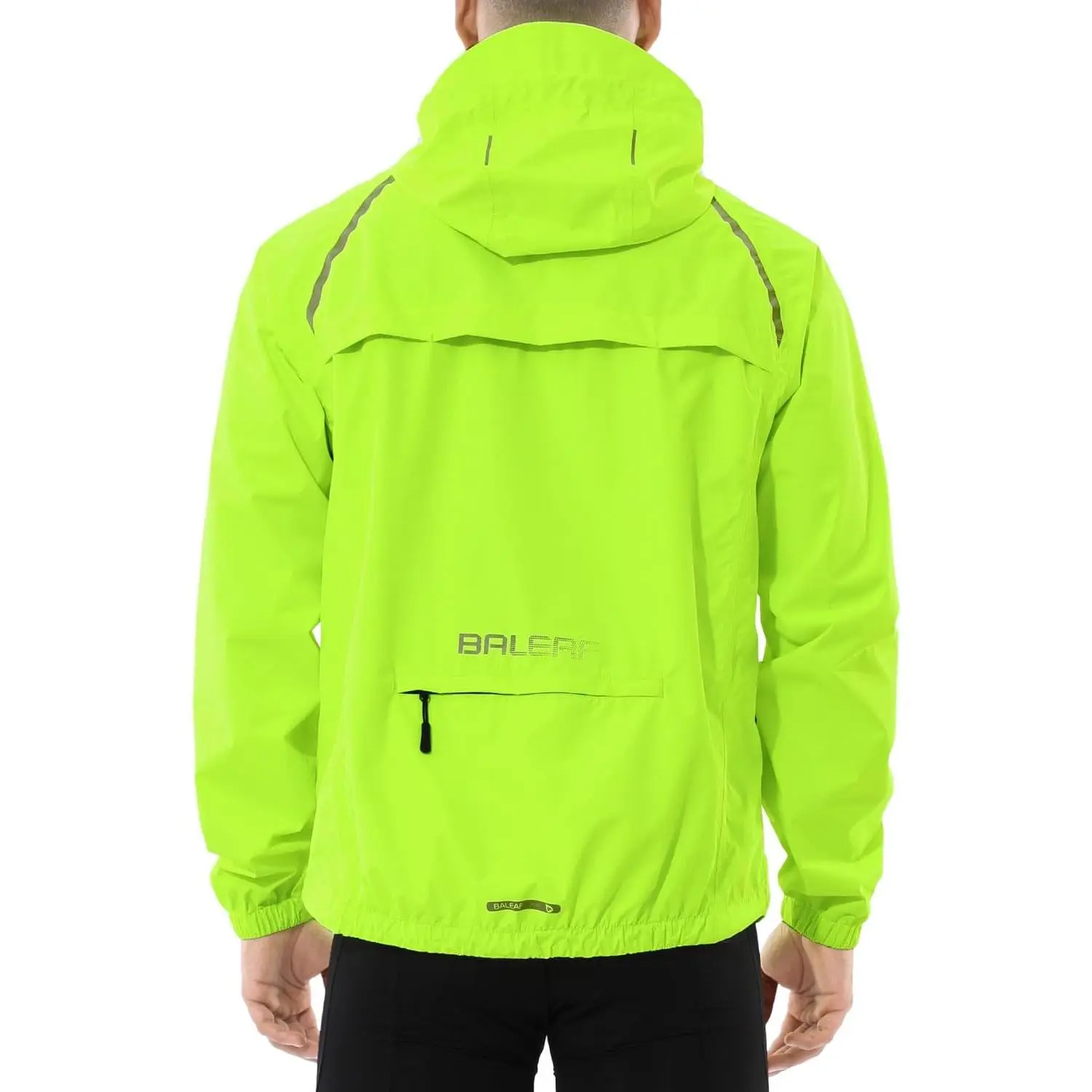 baleaf Men's Rain Jacket Waterproof Hood Lightweight Reflective Packable| 5000Mm Waterproof & Windbreaker; Packable with 6 Pockets; Reflective Stripes for Safety; Perfect for Cycling, Running, Hiking
