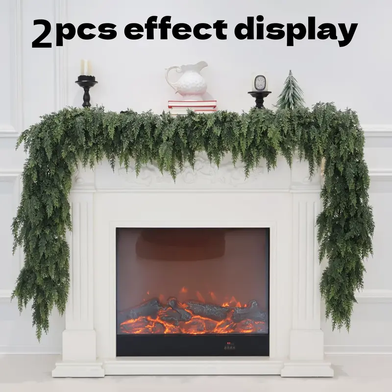 Deluxe 6 Ft Christmas Cedar Garland, Artificial Realistic Faux Soft Thickened Design, Ideal for Home Indoor Decor, Christmas Decorations & Festive Events