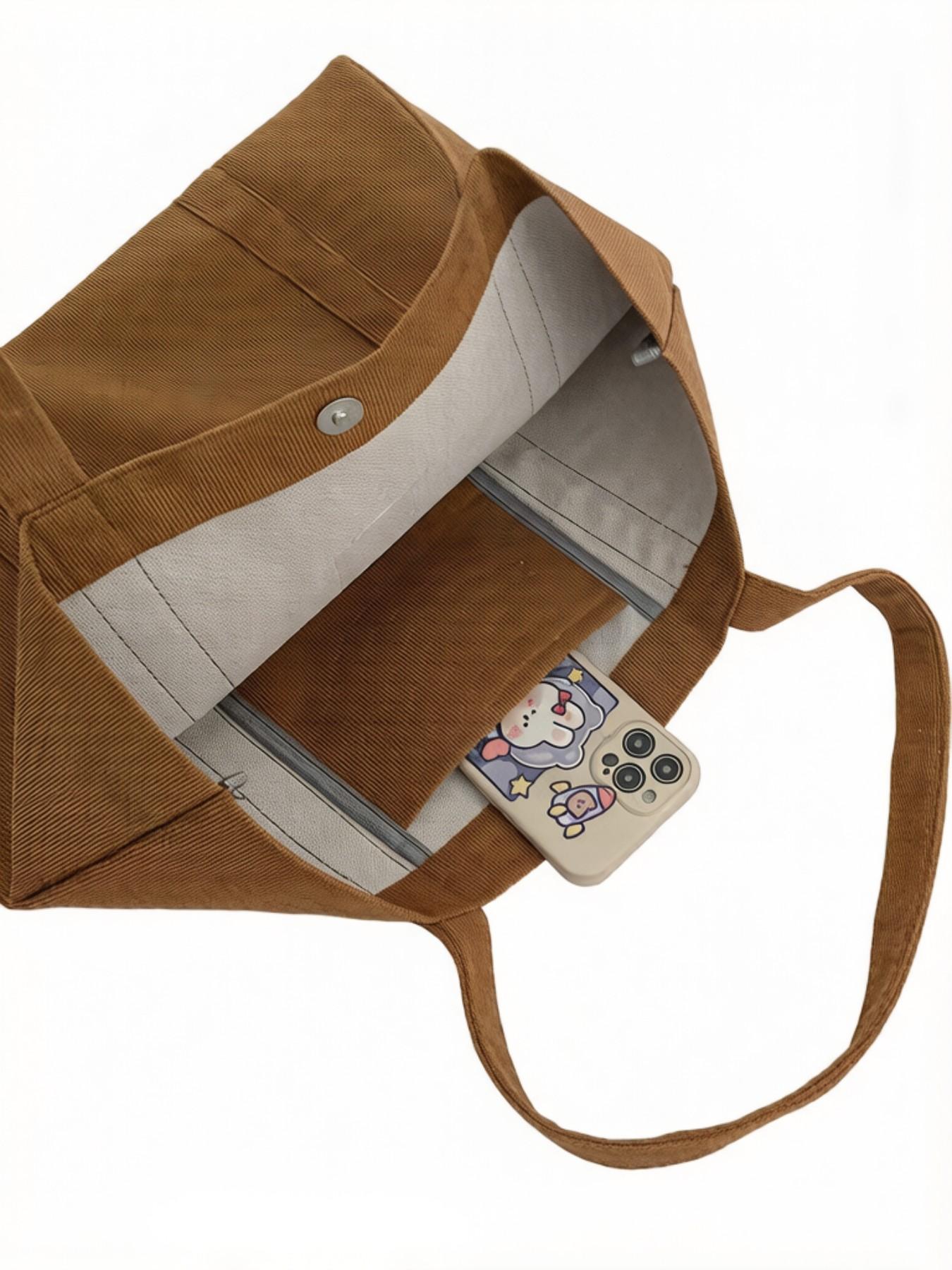 1 Piece Simple Fashionable Canvas Tote Bag, Casual Letter Leaf Print Shopping Shoulder Bag for Ladies Students