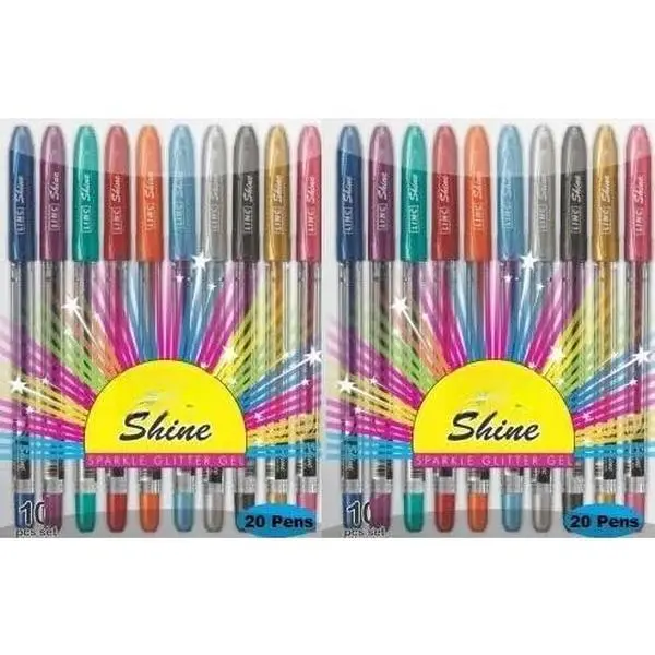 Shine Sparkle Glitter Gel Pen - Pack of 2 (20 Pens) - Extra Sparkle Shine