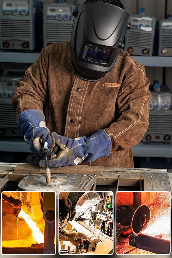 YESWELDER Heavy Duty Split Cowhide Leather Welding Jacket | Heat Flame Resistant Welder Coat for Men & Women | Work Safety Vest with Cotton Lining