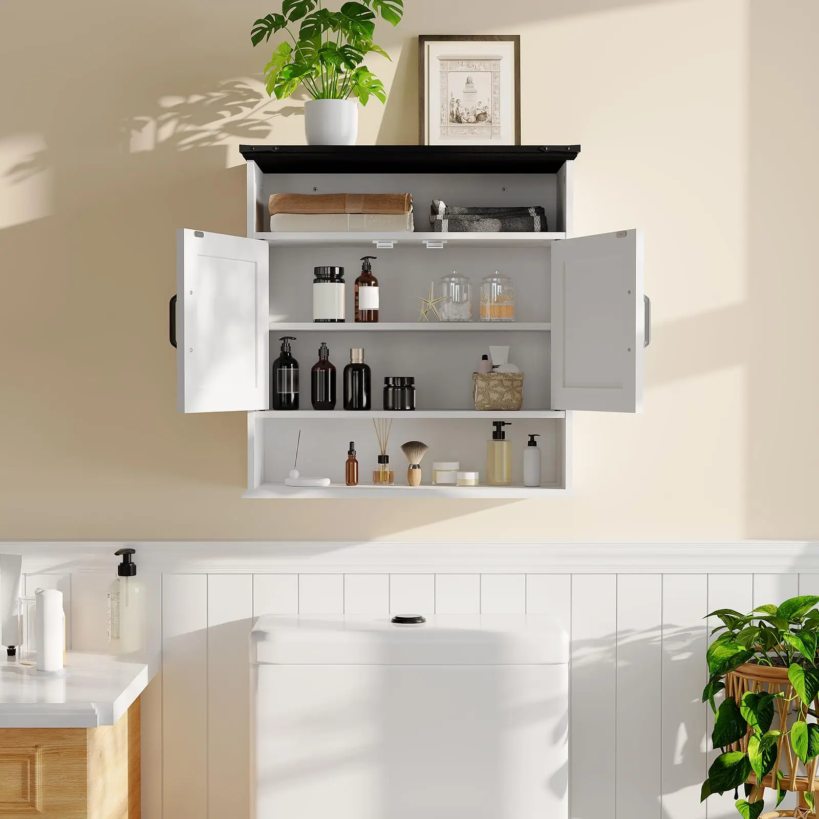 GARVEE Bathroom Wall Cabinet,Medicine Cabinet with Barn Doors,Over-Toilet Storage