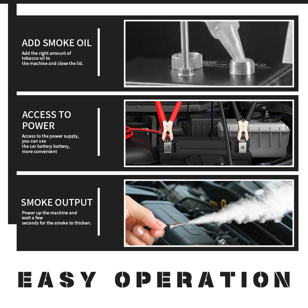 SOLARY Mini Smoke Leak Detector – All-Black 12V EVAP & Vacuum Leak Tester with Built-in Air Pump for Cars & Trucks (No Smoke Oil)