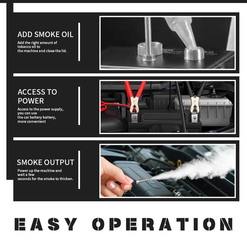 SOLARY Mini Smoke Leak Detector – All-Black 12V EVAP & Vacuum Leak Tester with Built-in Air Pump for Cars & Trucks (No Smoke Oil)