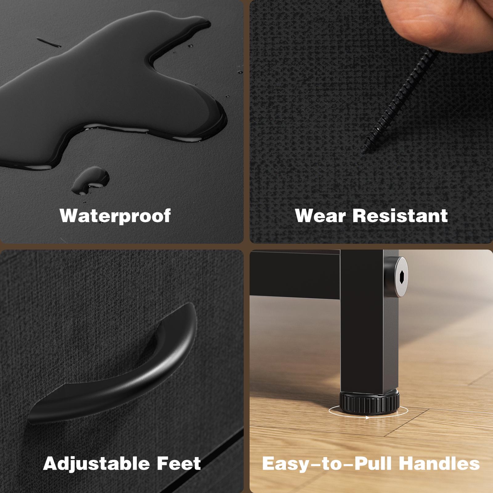 Tall Fabric Dresser with 8 Drawers, Wooden Top Storage Tower with Steel Frame for Closet, Nursery, Entryway, Kid's Room, Easy Assembly