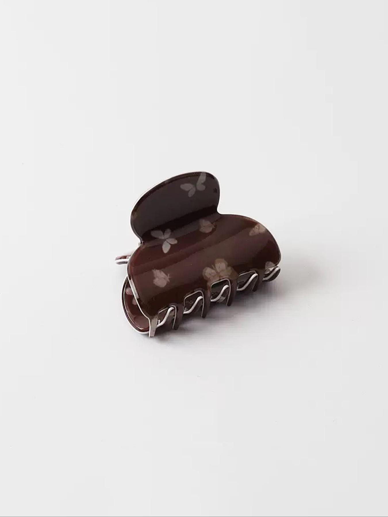 Vintage Elegant Butterfly Print Hair Claw Clip, Versatile Back-Of-Head Hairstyle Shark Clip, Stylish Hair Accessory for All Seasons