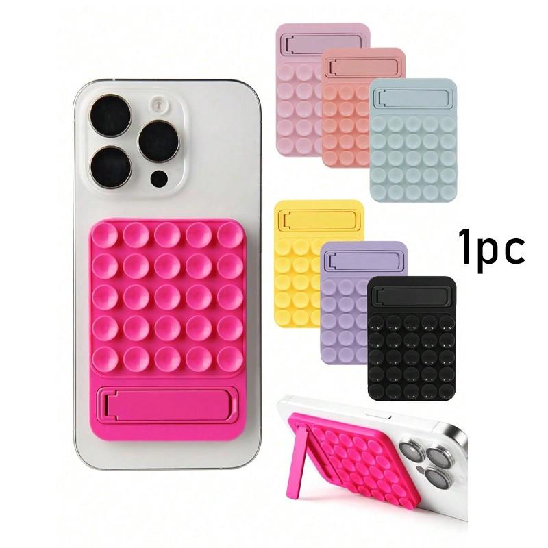 Silicone Suction Cup Phone Stand, Adjustable Holder with Metal/rubber Base, Foldable Neck Tube, Compatible with iPhone & Smartphones