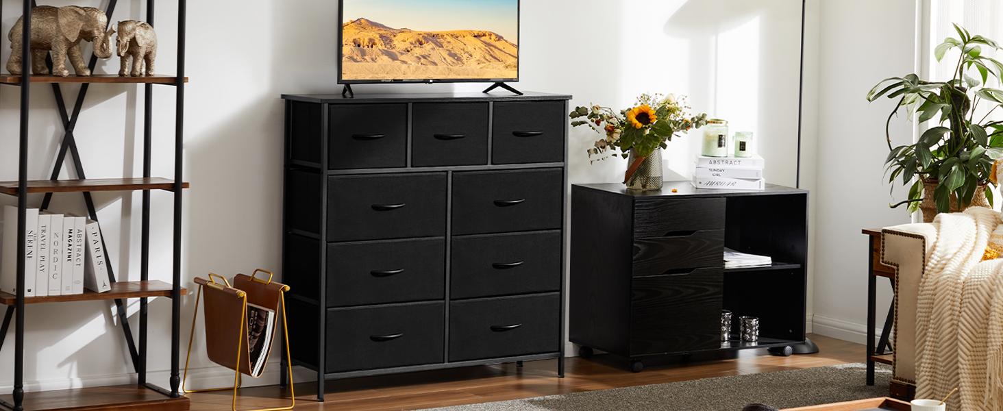 9-Drawer Dresser, Storage Unit Organizer Chest for Clothes, Tall Dresser & Chest of Drawers for Bedroom, Hallway, Living Room, Closet, & Dorm Furniture – Steel Frame, Wood Top, 5/7/8/9 Drawers