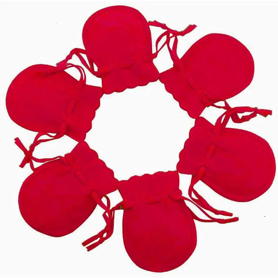 10-Pack Red Calabash-Shape Synthetic Durable Drawstring Storage Bags for Home Organization, Small Items like Necklaces, Bracelets, Earrings, Headphones, Watches