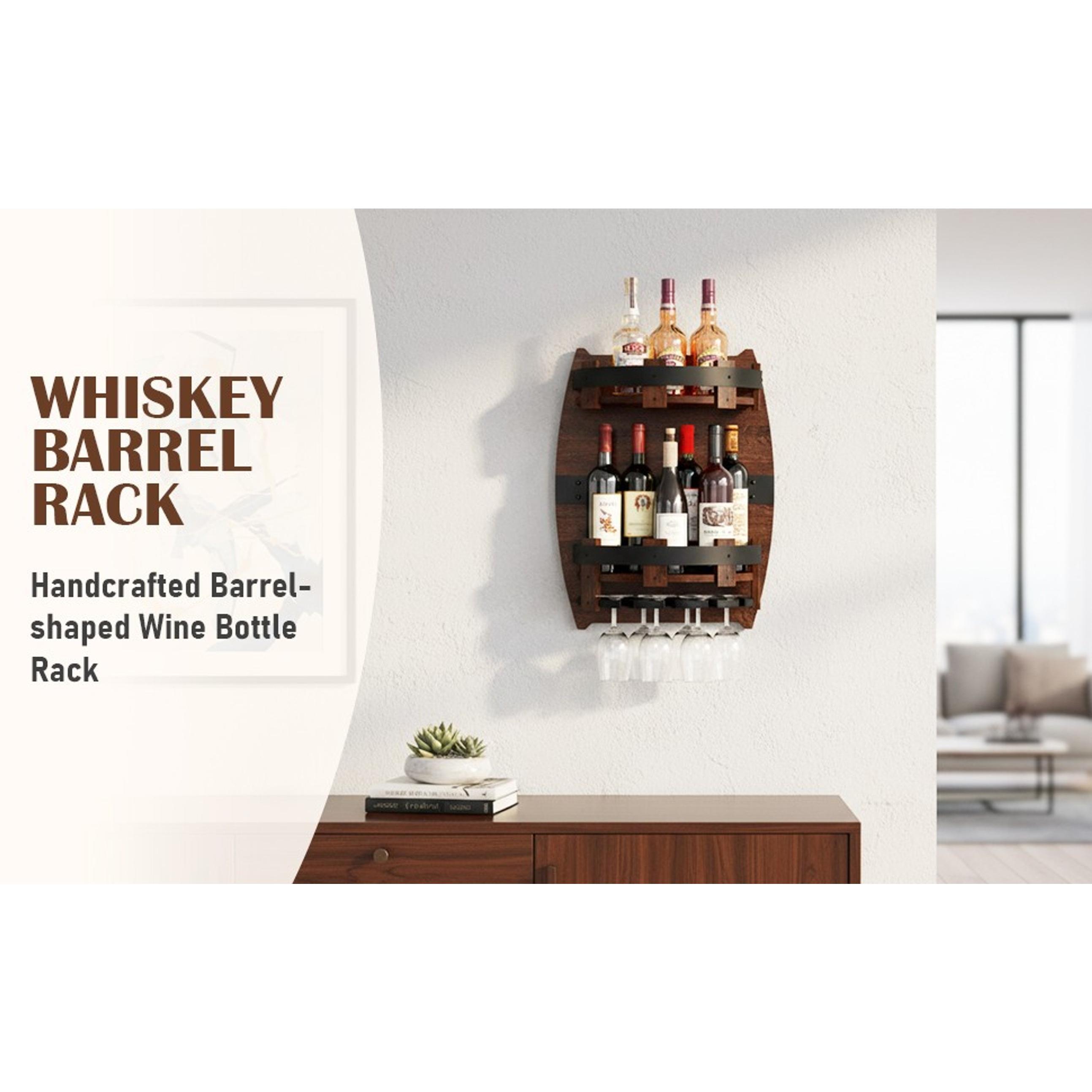 Whiskey Display Shelf,Whiskey Shelf Wall Mounted | Rustic Bourbon Shelf,Space-Saving Whiskey Barrel Decor for Vintage Wine Bar and Home Decor