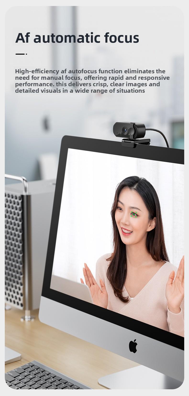 4K HD Webcam for PC Desktop Laptop with Microphone, USB External Camera for Online Class, Video Conference, Live Streaming, Built-in Mic, Plug and Play