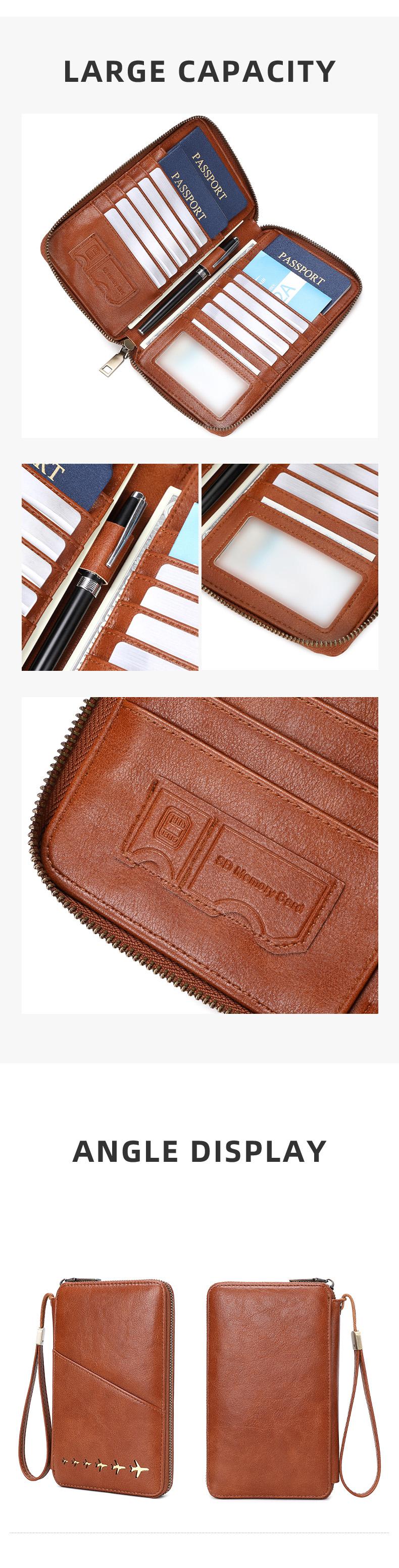 Multi functional zipper travel card holder, passport cover that can hold 5 passports, RFID shielded card holder, travel accessories, travel essentials, ideal gifts, Christmas, Valentine's Day, unisex passport bag, family travel document, Passport Wallet