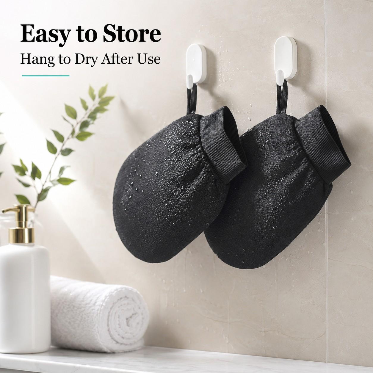 Double-Sided Exfoliating Bath Gloves, Thickened Cleaning Shower Gloves, Back Scrubber for Home Use, Pair of Bath Accessories, Body Exfoliating