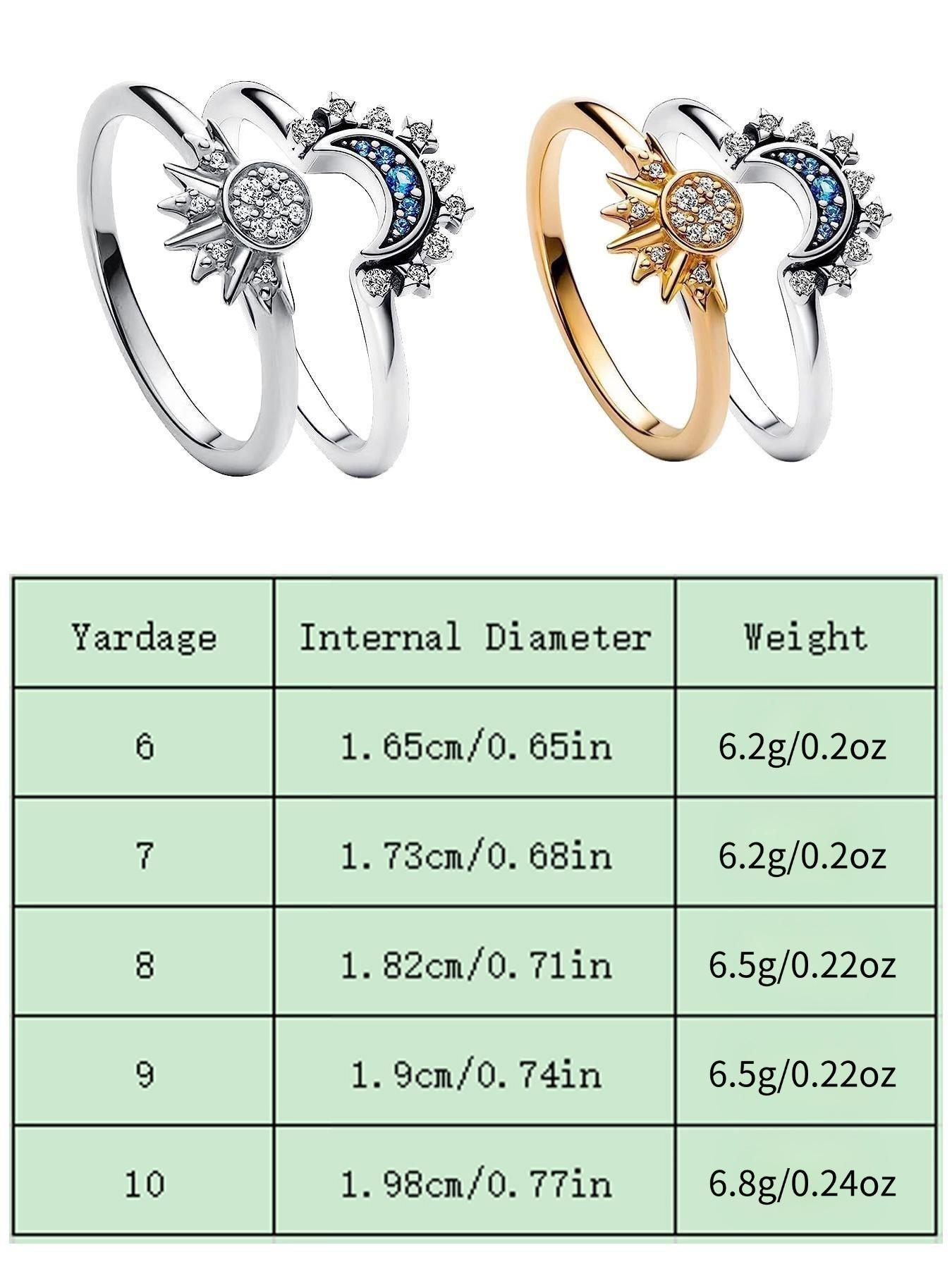 Sun Moon Couple Rings, Blue Celestial Design, Simple Rhinestone Wedding Band, Perfect Gift for Girlfriend & Best Friend