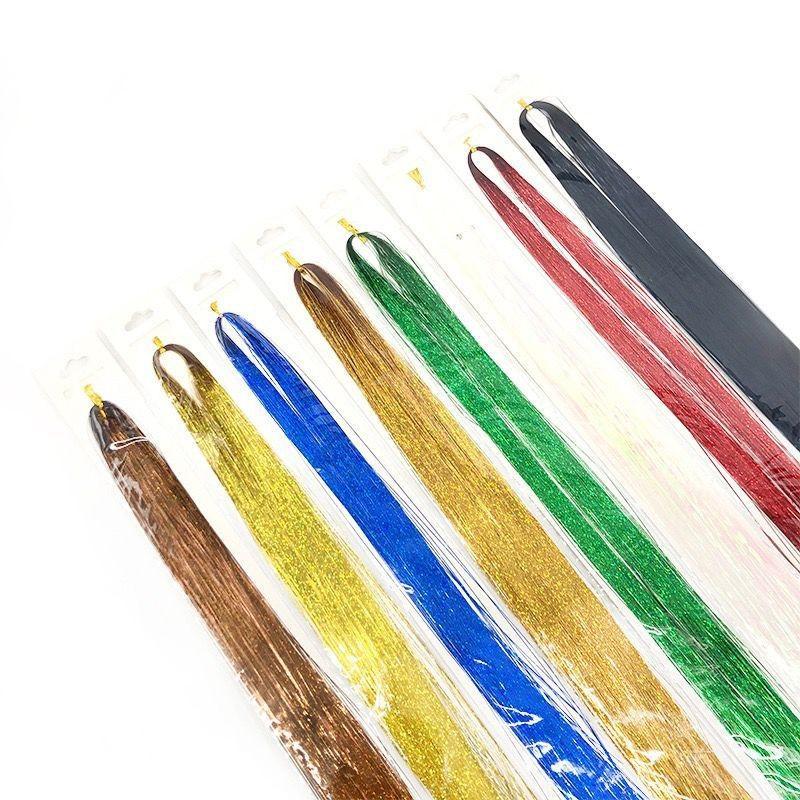 Shiny colorful Tinsel Hair laser gold  and silver shiny metal wire  hair extensions（Tools not included）