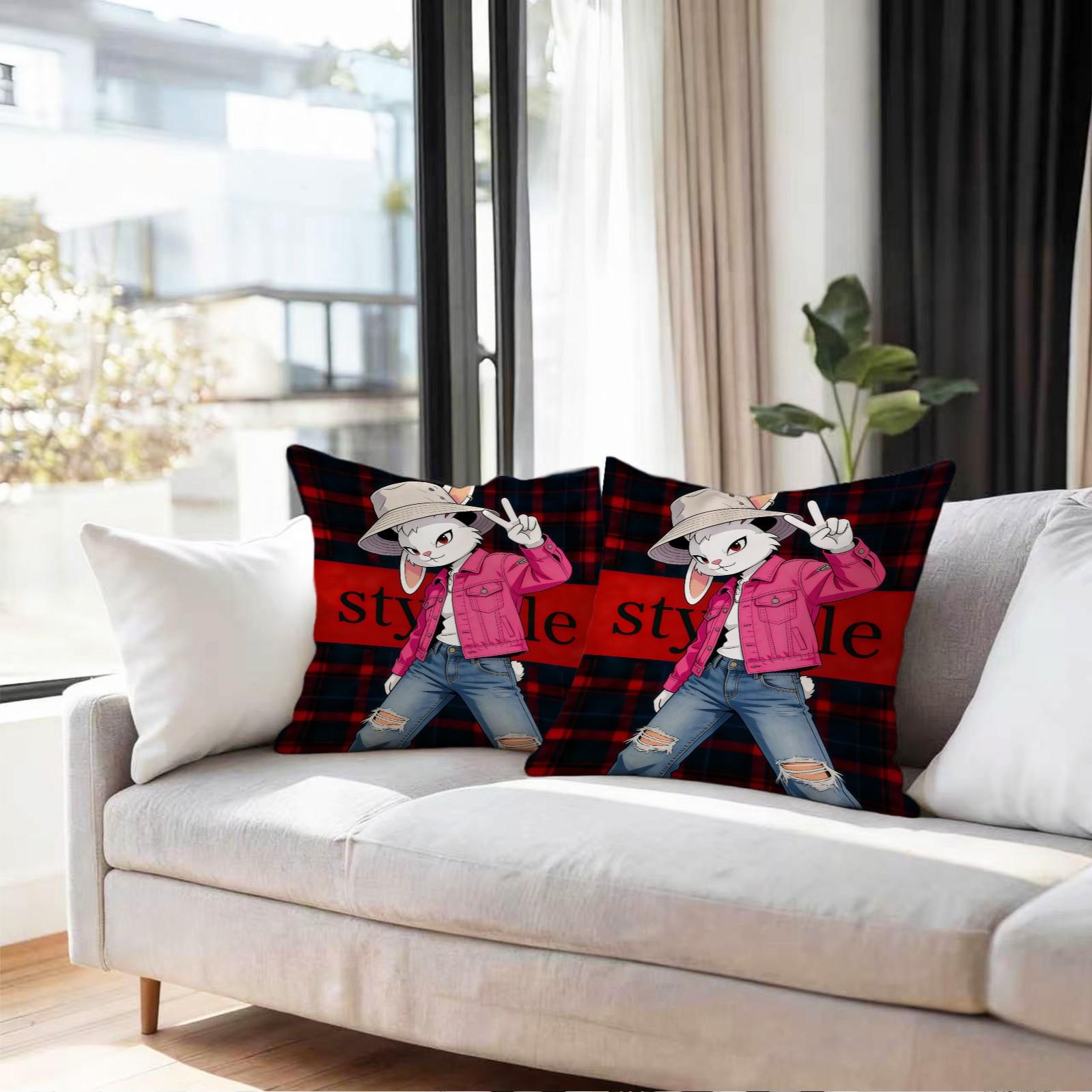 Trendy Rabbit Pattern Pillow, 1 Piece Includes Pillow Core, Soft And Durable, Suitable For Children And Adults, Daily Holiday Birthday Gifts For Beds, Sofas, Cars, Bedroom Decorations