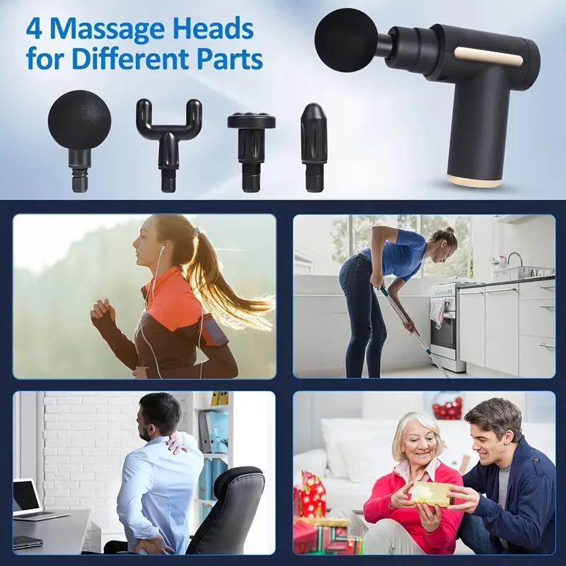 Portable Mini Massage Gun , Full Body Use, USB, Fragrance-Free, Youth Green Handheld Electric Fascia Massager gifts boyfriend Therapy Comfort Black