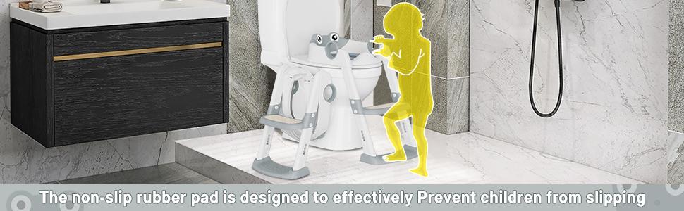 Potty Training Seat with Step Stool Ladder for Toddlers as a Potty Training Toilet Anti-Slip Safe Pads Adjustable Height Legs