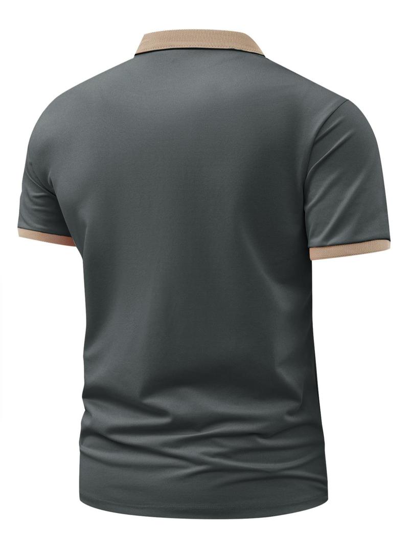 Men's Regular Fit Rabbit Print Polo Shirt, Casual Short Sleeve Collared Top for Summer, Fashion Men's Clothes for Daily Wear, Tropical