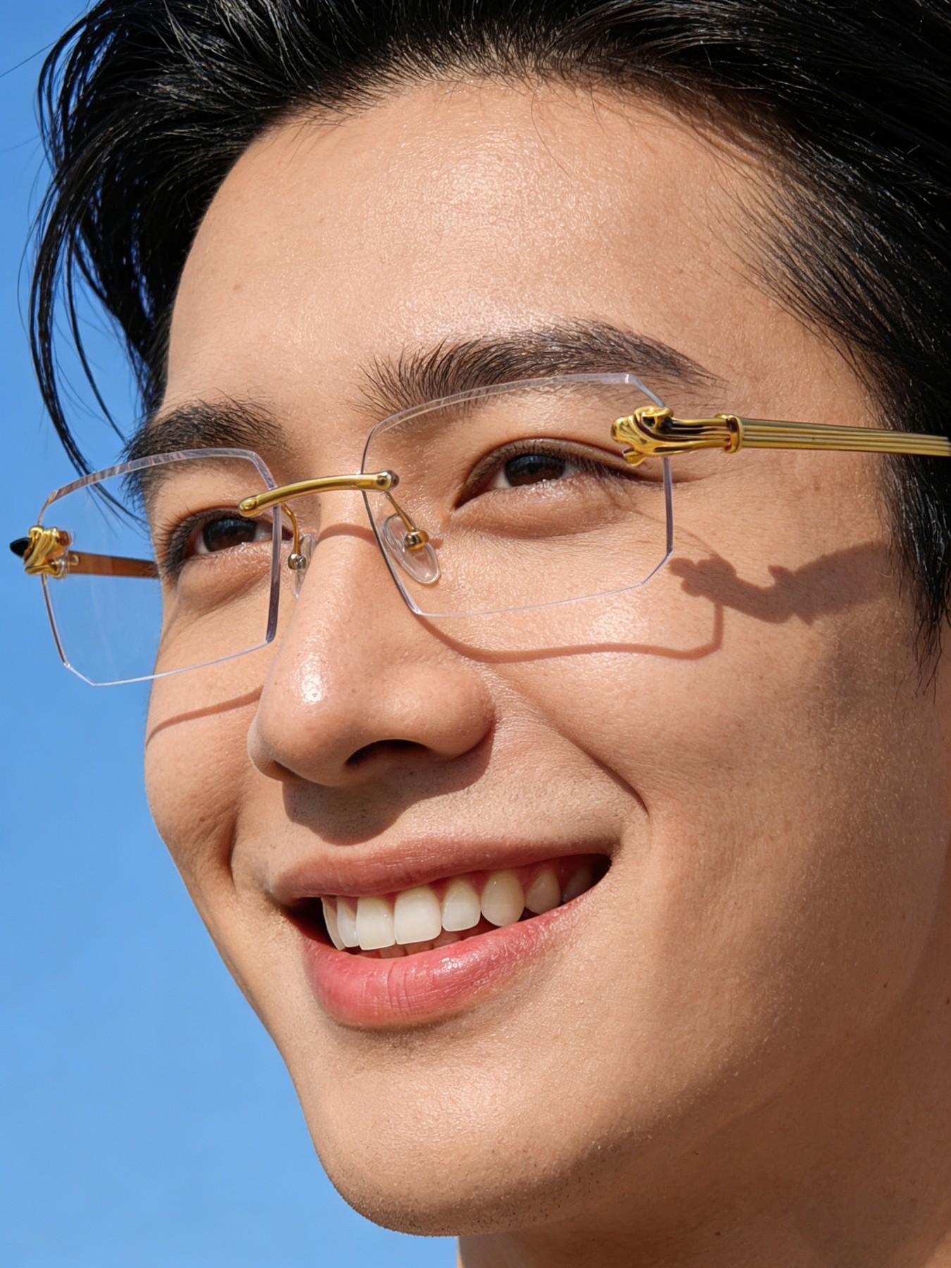 Unisex Business Style Rimless Eyeglasses, Vintage Anti-blue Light Rectangle Eyeglasses for Everyday Use, Fashion Accessories for Outdoor Activities