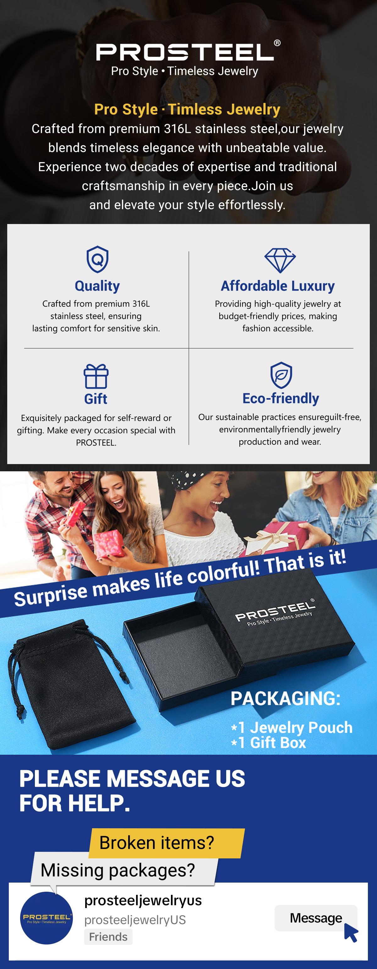 PROSTEEL Wheat Chain Necklace Stainless Steel Width 3mm/6mm Length 18-30 inches Pendant Accessories Unisex For Men Women Black Friday with Gift Box