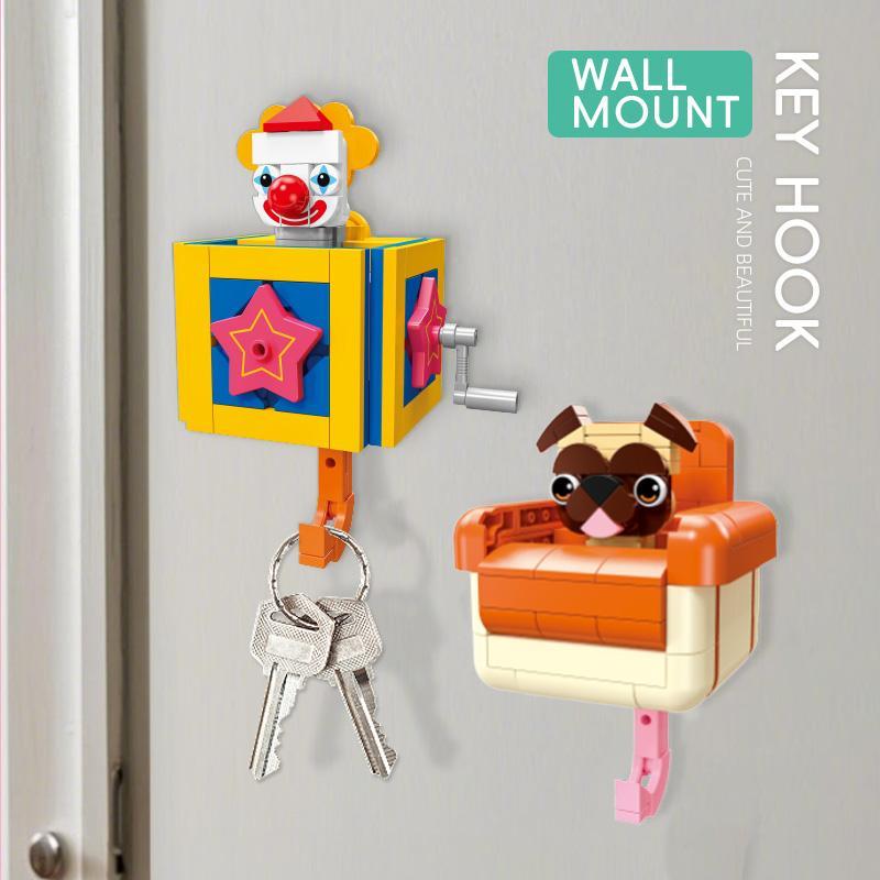 185 PCS Creative Building Blocks (Dog / Clown / Ice Cream Theme): Wall Decor + Key Hanger + Storage | Gift / Collection / Christmas Edition