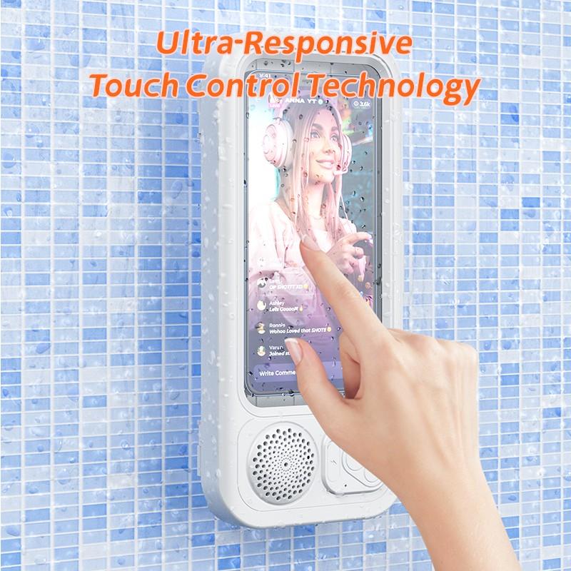 Waterproof Box Speaker, Bathroom Waterproof 360° Rotating Touchscreen, Bluetooth-compatible Speaker, Movie Watching, Music Listening, Phone Stand