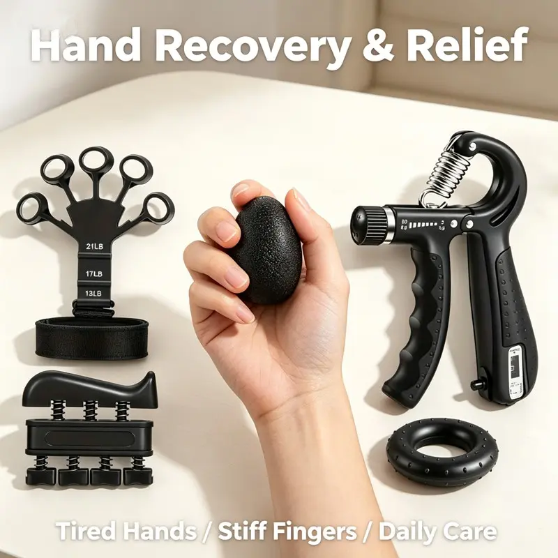 Adjustable Grip Strengthener Set, Hand Training Tool, Finger Exercise Rings, Fitness Equipment, 5-Piece Combo, Hand Strength Trainer