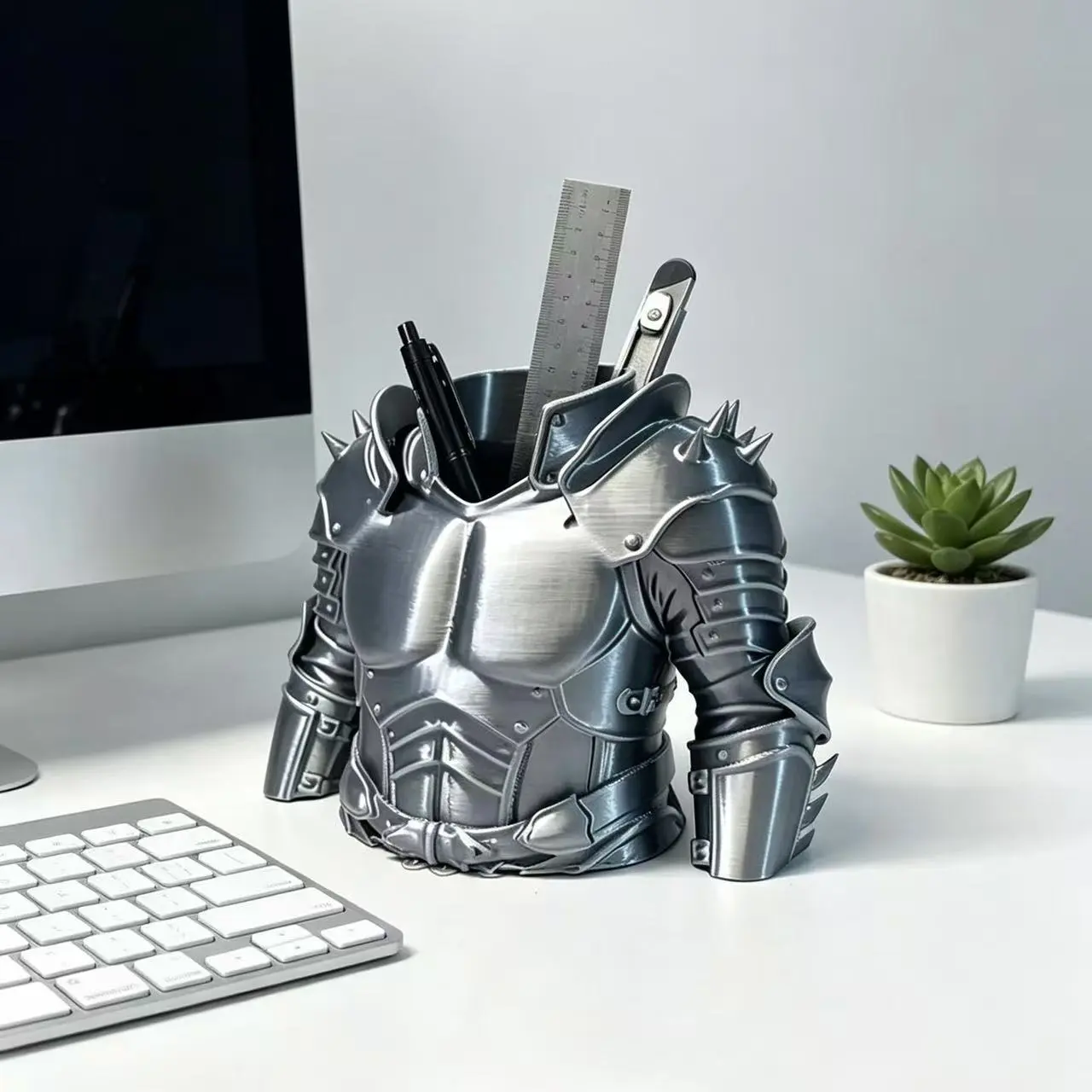 Eco-Friendly Pla 3D Printed Storage Container, Large Capacity Pen Holder for Office Desk, Decorative Organizer for Vanity and Tools