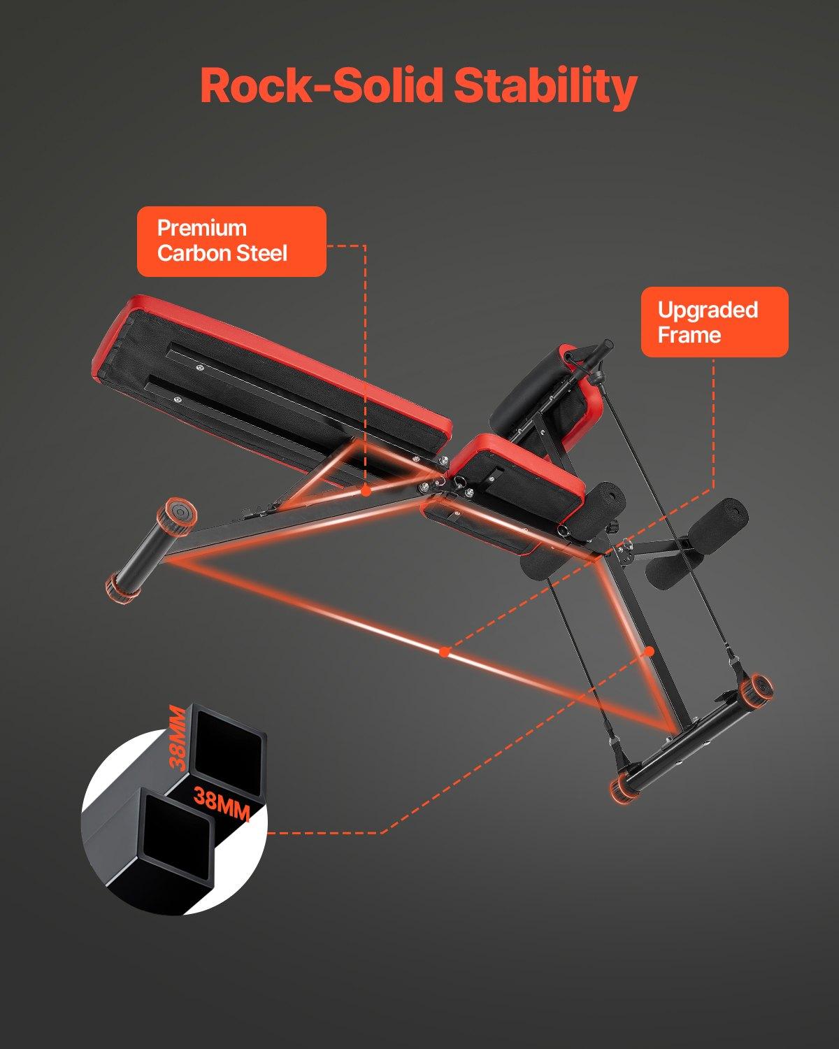 VEVOR Multi-Functional Weight Bench for Full Body Workout, Roman Chair Hyperextension Bench, 770 lbs Adjustable & Foldable Equipment for Back Arm Core Ab Workout, Sit Up Exercise Machine for Home Gym