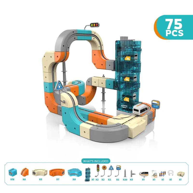 75PCS/106PCS Automatic Elevator Anti-Gravity Track Train Building Blocks, Model Building Kits, Building Set, DIY Assemble STEM Educational Construction Toy, Indoor Parent-Child Play Travel Birthday Christmas Gift for Kids Ages 3+, With Portable Gift Box