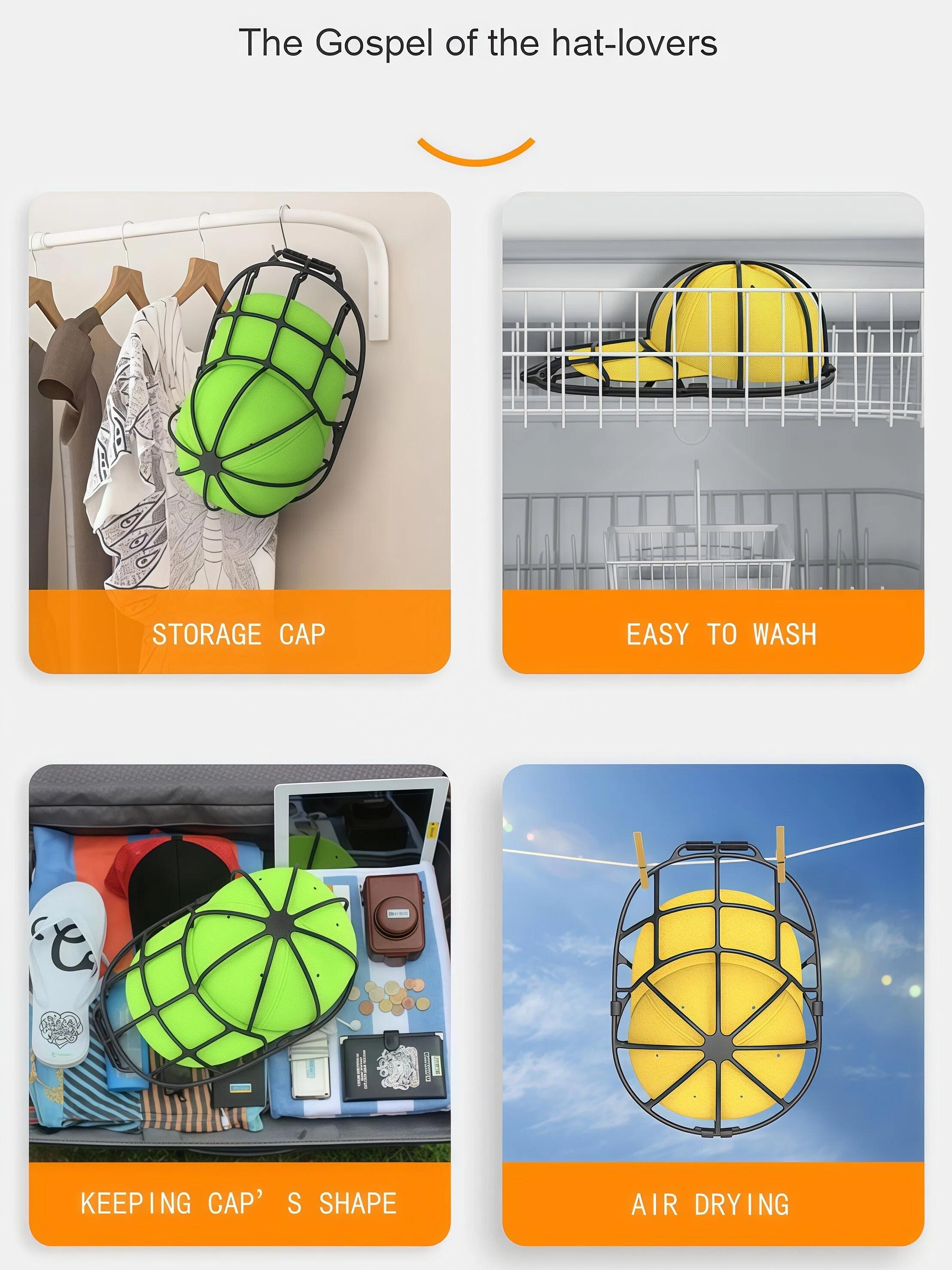 Baseball Cap Washer Holder - Adjustable Laundry Mesh Bag for Washing Machine, Anti-Distortion Cap Cleaning Rack with Protective Frame for Baseball Hats, Household & Travel Use