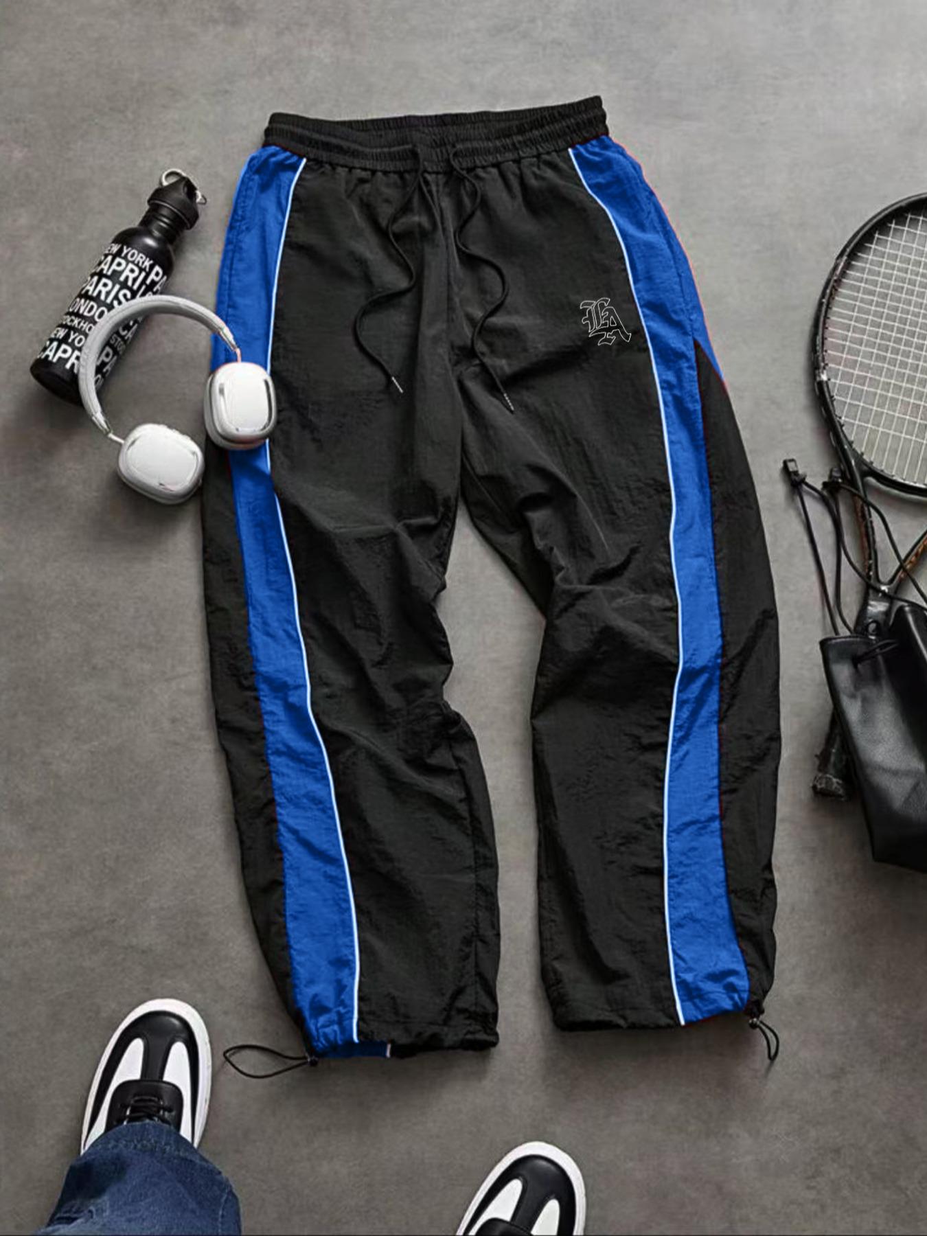 New Men's Casual Sports Pants, Loose Fit, Elastic Cuff, Fashionable Print, Nylon Fabric, Lightweight, Perfect for Daily Wear, Sports Bottoms