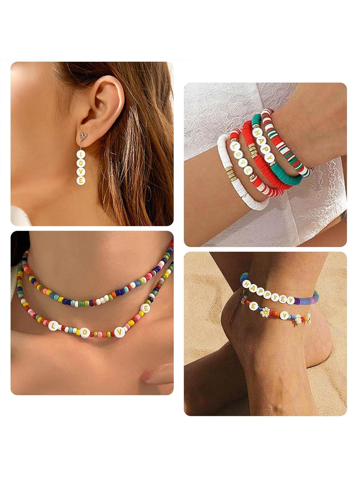 500 Acrylic Round 7mm Letter Beads Set, DIY Jewelry Making, Ideal for Bracelets, Holiday Gifts, Keychains, Craft Projects