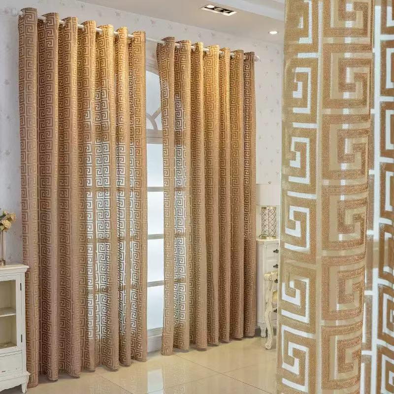 Luxury European Modern Embroidered Velvet Curtain, Semi-Transparent Drapes for Living Room Bedroom, Light Blocking, Decorative Privacy Protection