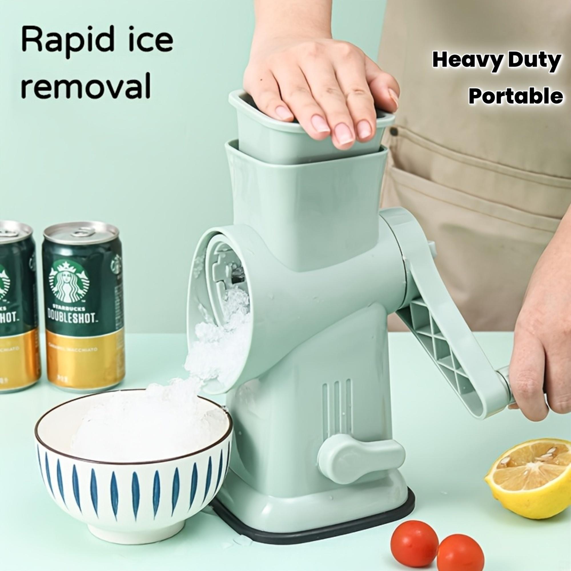 Manual Ice Maker Machine, Heavy-Duty Stainless & Plastic Hand-Crank Ice Crusher, Portable No-Electricity Ice Maker with Operation, Suitable for Home Outdoor Ice Businesses
