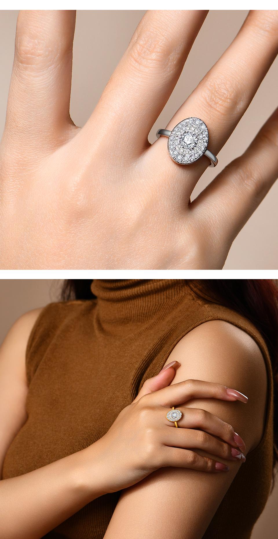 D/VVS1 Round Moissanite Engagement Ring for Women – Lab-Created Diamond Look, 925 Sterling Silver valentines gifts for gf