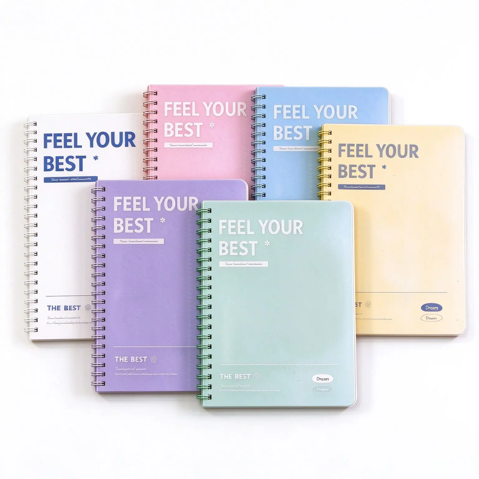 6pc Spiral Notebook Set, Student Exam Prep, Office Meeting Notes, High Aesthetic, 6 Colors, 60 Sheets, 120 Pages, Lined Paper