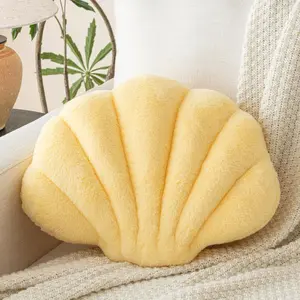 Shell Pillow Seashell Throw Pillow with Soft Rabbit Plush for Couch Bed Shell Shaped Decorative Ocean Pillow Stylish Beach Cushion Room Aesthetic Home Decor