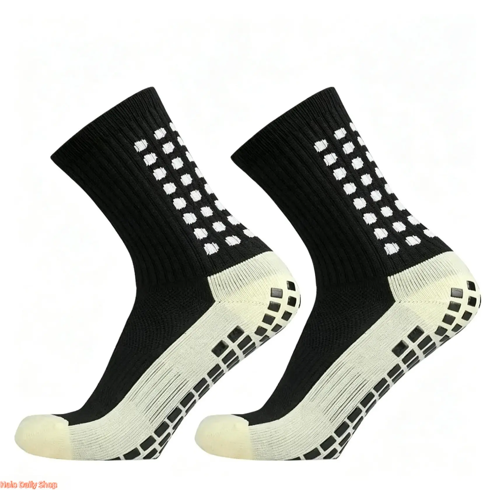 Unisex Non-Slip Full Sole Grip Football Socks, Polyester/Nylon Slip-Resistant Elastic Sports Training Accessories, 1-4 Pairs Pack, Wash Safe, Ideal for Soccer, High-Intensity Workouts