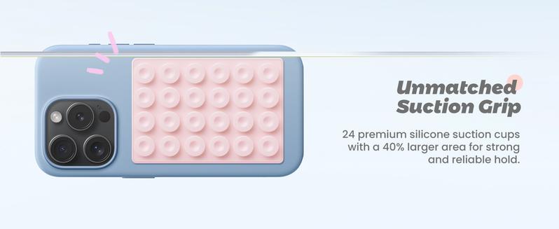 2Pack Silicone Phone Sticky Grip, Suction Phone Case Mount for iPhone and Android, Hands-Free Sticky Cell Phone Grip, Mobile Fidget Mirror Holder for Selfies and Videos