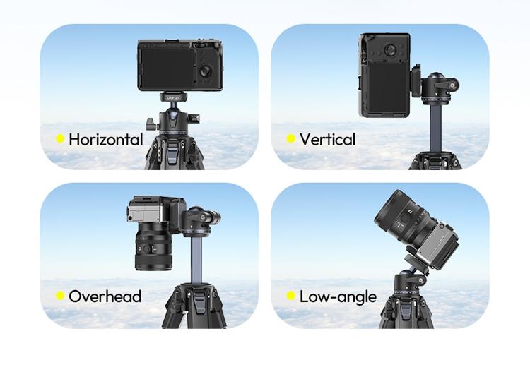 ULANZI Ombra Lightweight Travel Tripod, 59" Professional 5 Section Aluminum Camera Tripod with Claw Super Quick Release Design, for Canon Nikon Sony Cameras DSLR iPhone, Max Load 17lb