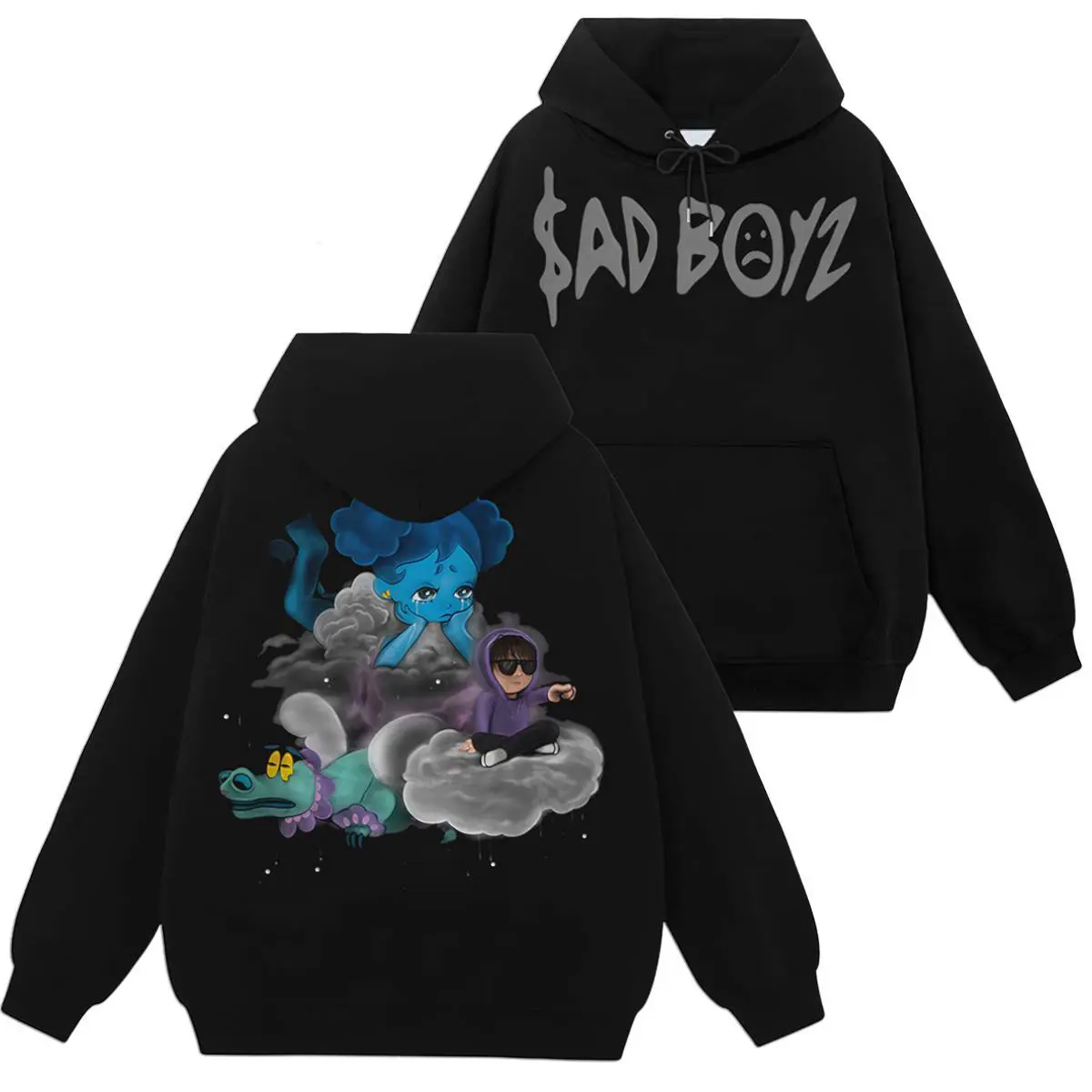 Vintage Tumbados Graphic Pullover Hoodie | Sweatshirt | T-Shirt - Streetwear Hoodie, Cloud Sad Print, Soft Cozy Regional Mexican Music Merch Casual Top For Men, Menswear, Long Sleeve, Graphic Hoodie
